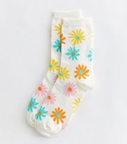 New Look White Multicolour Daisy Socks